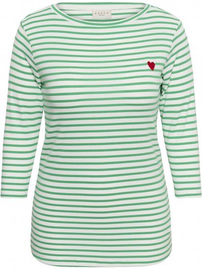 Kaffe Curve Lia Boatneck 3/4 T-Shirt Chalk/Bright Green - Тениски и топове - 