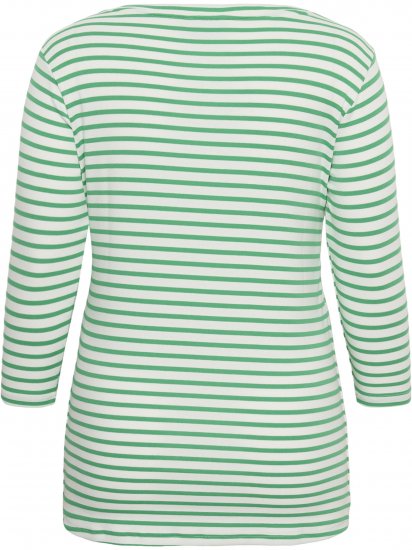 Kaffe Curve Lia Boatneck 3/4 T-Shirt Chalk/Bright Green - Тениски и топове - 