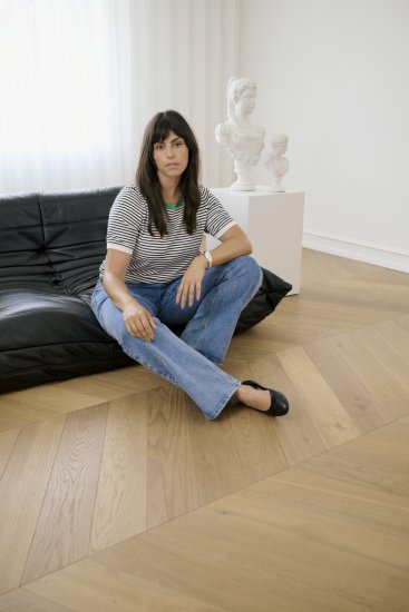 Kaffe Curve Lizzy Knit T-Shirt Chalk/Black Fine Stripe - Тениски - 