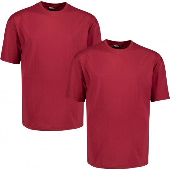 Adamo 129420 Comfort Fit Twin Pack T-Shirt Red - Тениски без щампа - Тениски без щампа големи размери