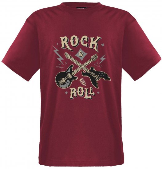 Adamo Rock and Roll Comfort Fit T-Shirt Red - Тениски с щампа - Тениски с щампа големи размери