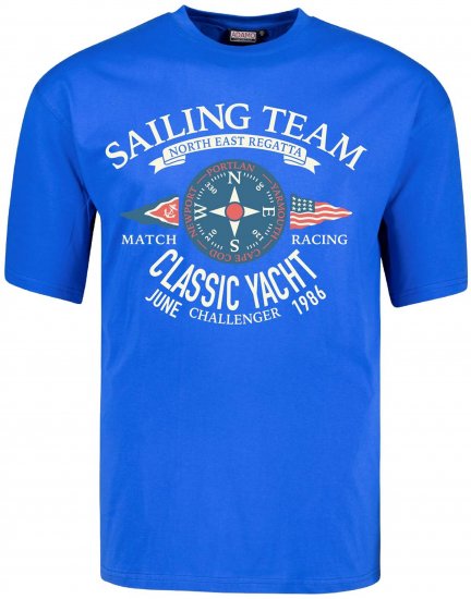 Adamo Motivshirt Sailing Comfort Fit Royal Blue - Тениски - мъжки тениски големи размери