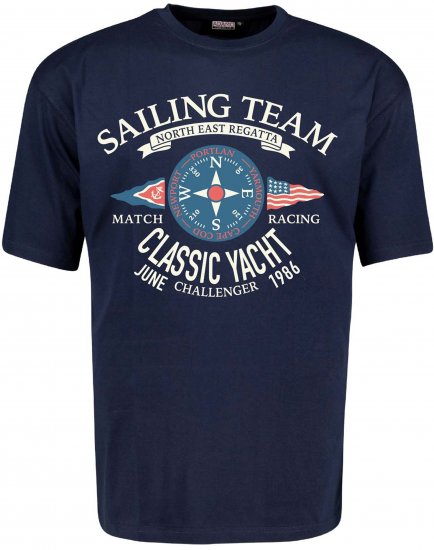 Adamo Sailing Comfort Fit T-Shirt Navy - Тениски с щампа - Тениски с щампа големи размери
