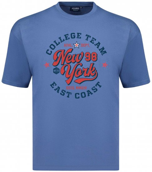 Adamo College Comfort Fit T-Shirt Blue - Тениски с щампа - Тениски с щампа големи размери