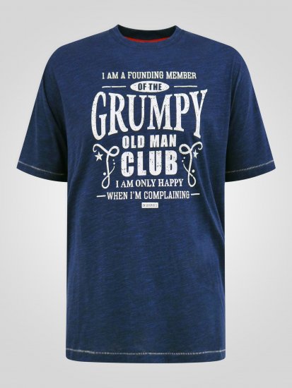 D555 Cooper Grumpy Old Man Printed T-Shirt Navy - Тениски с щампа - Тениски с щампа големи размери