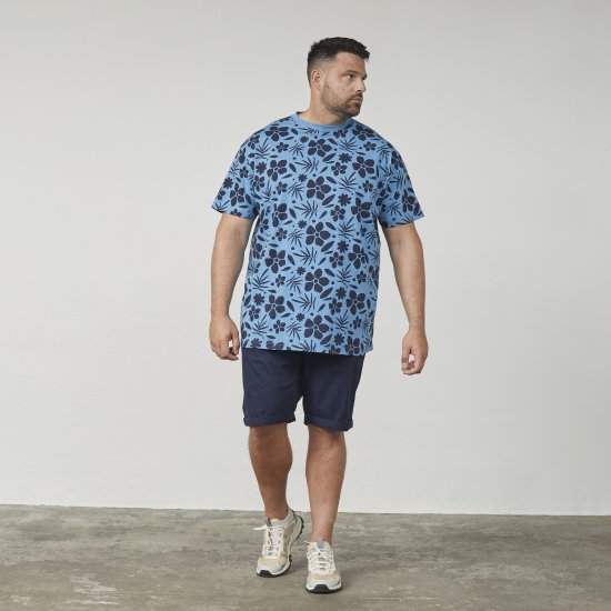 North Latitude 61123 Тениска С All Over Принт Средно Синьо - Тениски - мъжки тениски големи размери