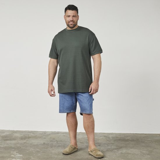 North Latitude 61324 Тениска С Текстура Тъмно Прашно Зелено - Тениски - мъжки тениски големи размери