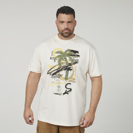 North Latitude 61360 Palm Printed T-Shirt Off White - Тениски с щампа - Тениски с щампа големи размери
