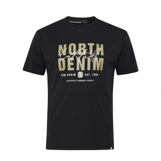 North Latitude Denim Printed Logo T-Shirt Black - Тениски - мъжки тениски големи размери