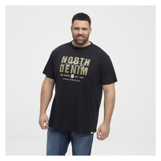 North Latitude Denim Printed Logo T-Shirt Black - Тениски - мъжки тениски големи размери