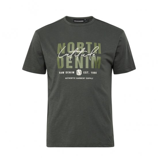 North Latitude Denim Printed Logo T-Shirt Dark Dust Green - Тениски - мъжки тениски големи размери