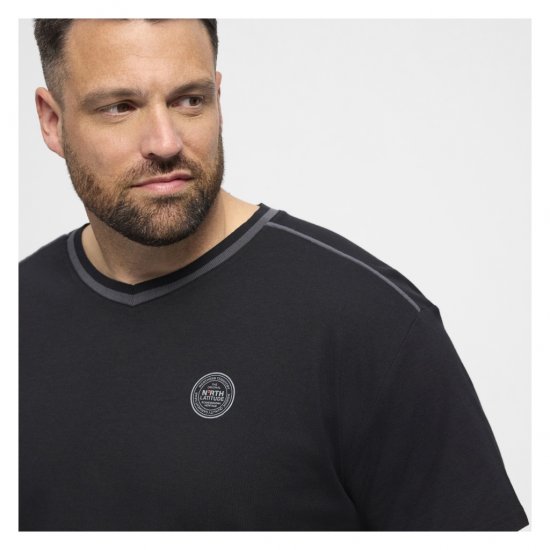 North Latitude Pyjama T-Shirt V-Neck Short Sleeve Black - Пижами - мъжки пижами големи размери