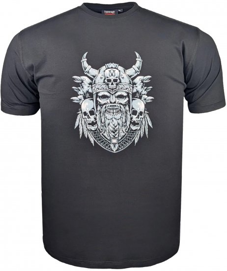 Espionage T441 Viking Skull Print T-Shirt Black - Тениски с щампа - Тениски с щампа големи размери