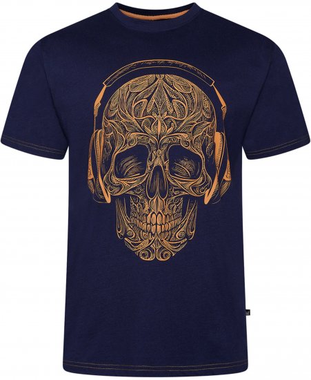 Kam Jeans 5795 Skull Printed T-Shirt Navy - Тениски с щампа - Тениски с щампа големи размери