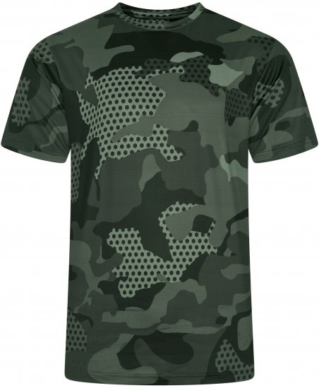 Kam Jeans AP016 Camo Technical T-Shirt Charcoal - Тениски с щампа - Тениски с щампа големи размери