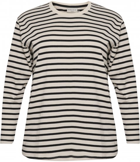 Kaffe Curve Winni Дълъг ръкав Тениска Антично бяло/Черен райе - Тениски - 
