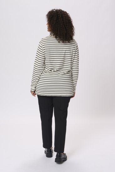 Kaffe Curve Winni Дълъг ръкав Тениска Антично бяло/Черен райе - Тениски - 