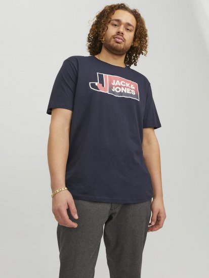 Jack & Jones Logan T-Shirt Navy - Тениски - мъжки тениски големи размери