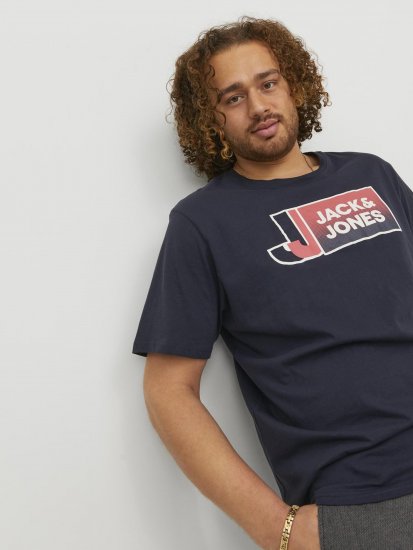 Jack & Jones Logan T-Shirt Navy - Тениски - мъжки тениски големи размери