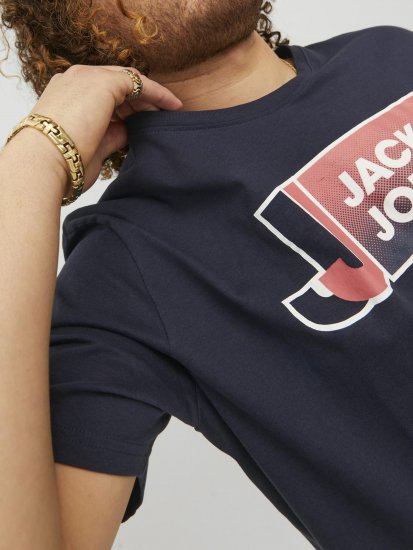 Jack & Jones Logan T-Shirt Navy - Тениски - мъжки тениски големи размери