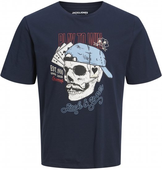 Jack & Jones Roxbury T-Shirt Navy - Тениски - мъжки тениски големи размери