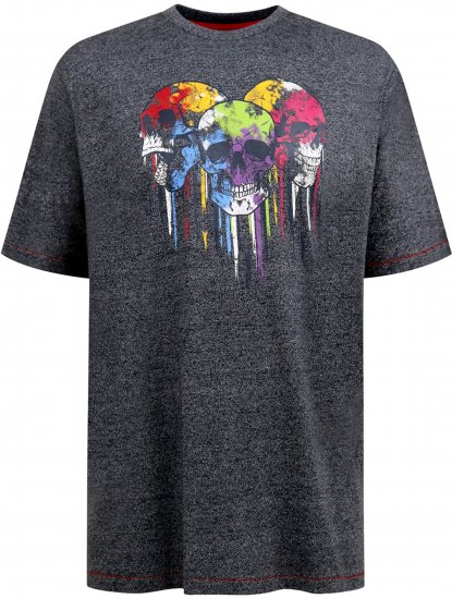 D555 Coalville T-Shirt Skulls with Colored Drips Navy Twist - Тениски - мъжки тениски големи размери