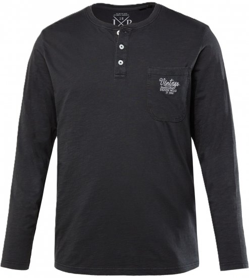 JP1880 T-Shirt Henley Long Sleeve Black TALL - МЪЖКО ОБЛЕКЛО MT-6XLT - дрехи за високи мъже