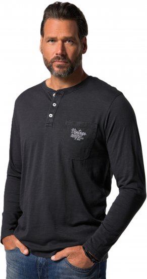 JP1880 T-Shirt Henley Long Sleeve Black TALL - МЪЖКО ОБЛЕКЛО MT-6XLT - дрехи за високи мъже