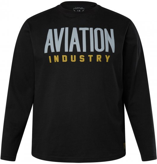 JP1880 T-Shirt Long Sleeve Aviation Black TALL - МЪЖКО ОБЛЕКЛО MT-6XLT - дрехи за високи мъже