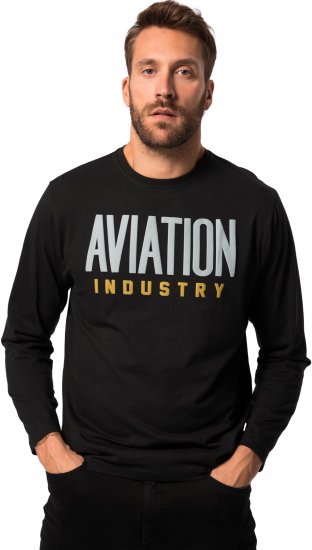 JP1880 T-Shirt Long Sleeve Aviation Black TALL - МЪЖКО ОБЛЕКЛО MT-6XLT - дрехи за високи мъже