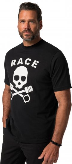 JP1880 T-Shirt Short Sleeve Skull Race Black - Тениски - мъжки тениски големи размери