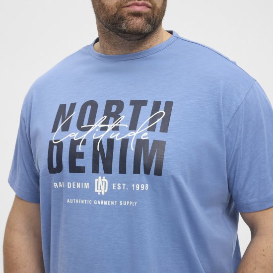 North Latitude Denim Printed Logo T-Shirt Dusty Blue TALL - TALL T-shirts - 