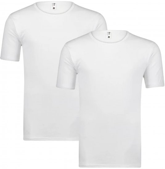 Adamo Royal Fine Ribbed Under-T-shirt 2-Pack White - Бельо & Бански шорти - Мъжко бельо големи размери