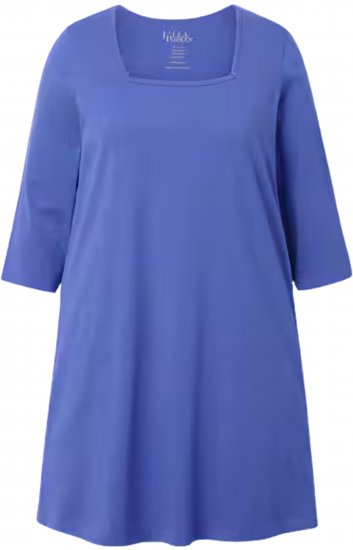 Ulla Popken Square Neckline Knit Swing A-line Pocket Tunic Blue Purple - Тениски - 