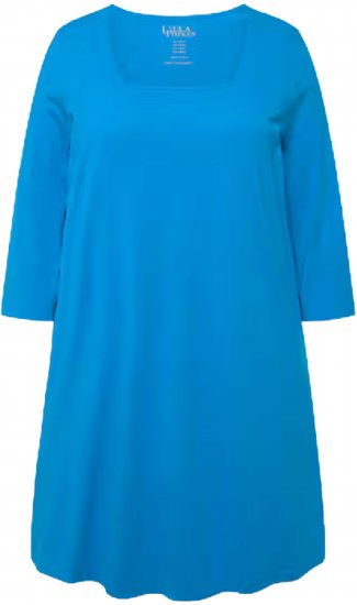 Ulla Popken Square Neckline Knit Swing A-line Pocket Tunic Light Azure - Тениски - 