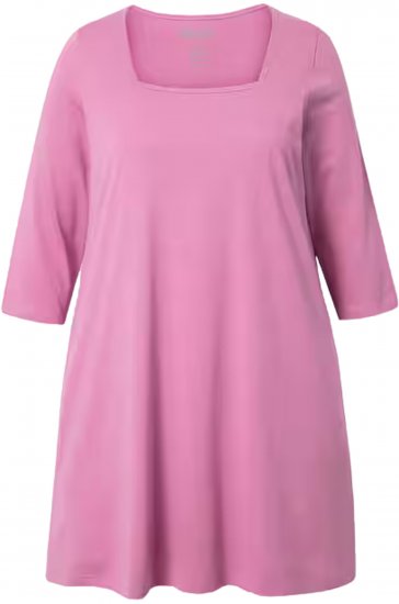 Ulla Popken Square Neckline Knit Swing A-line Pocket Tunic Mauve - Тениски - 