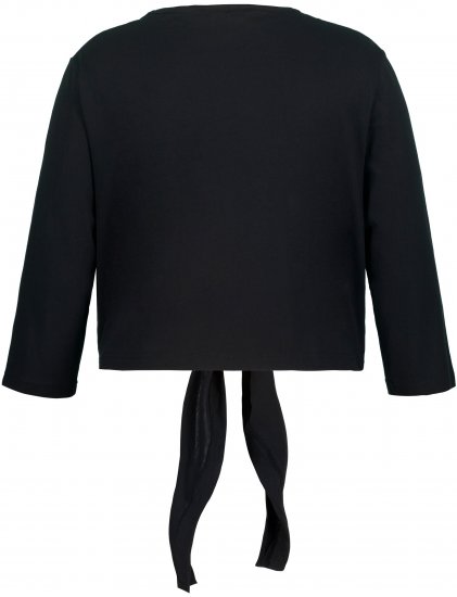 Ulla Popken Versatile Surplice Wrap Tie Hem Bolero Top Black - Тениски - 