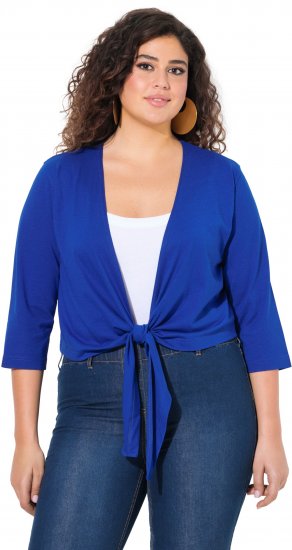 Ulla Popken Versatile Surplice Wrap Tie Hem Bolero Top Cobalt Blue - Тениски - 