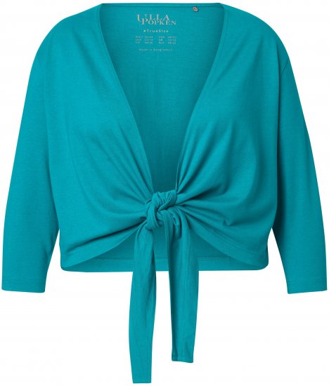 Ulla Popken Versatile Surplice Wrap Tie Hem Bolero Top Teal - Тениски - 
