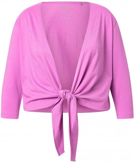 Ulla Popken Versatile Surplice Wrap Tie Hem Bolero Top Cool Pink - Тениски - 