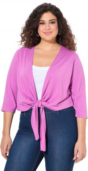 Ulla Popken Versatile Surplice Wrap Tie Hem Bolero Top Cool Pink - Тениски - 