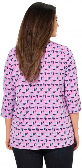 Ulla Popken Geometric Pattern 3/4 Sleeve Tee Amethyst - Печатни тениски за жени - 