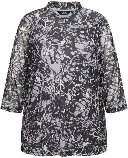 Ulla Popken Mesh Butterfly Wing Layered Tee Black - Тениски - 