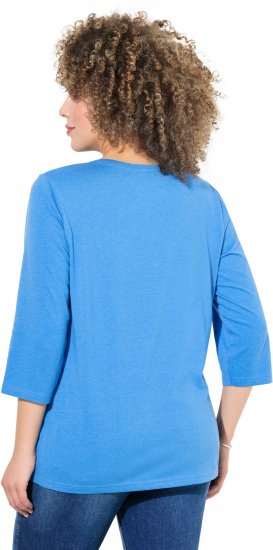 Ulla Popken Country Lettered 3/4 Sleeve Tee Teal Blue - Печатни тениски за жени - 