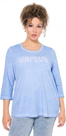 Ulla Popken UNIQUE Embroidered 3/4 Sleeve Tee Light Blue - Тениски - 