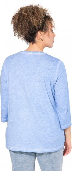 Ulla Popken UNIQUE Embroidered 3/4 Sleeve Tee Light Blue - Тениски - 