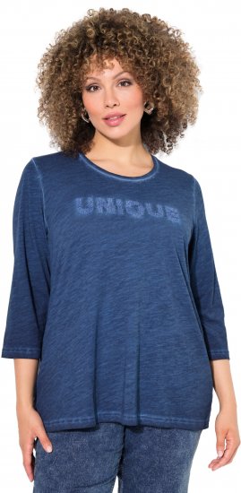 Ulla Popken UNIQUE Embroidered 3/4 Sleeve Tee Ink Blue - Тениски - 
