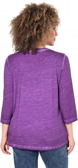 Ulla Popken UNIQUE Embroidered 3/4 Sleeve Tee Purple - Тениски - 