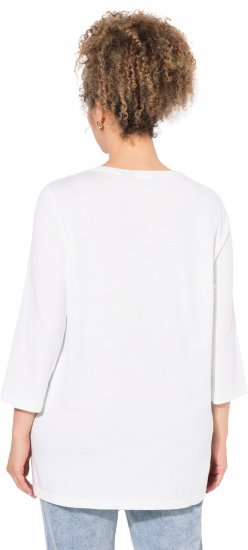 Ulla Popken Casual Mood Floral V-Neck Tee Off-White - Тениски - 