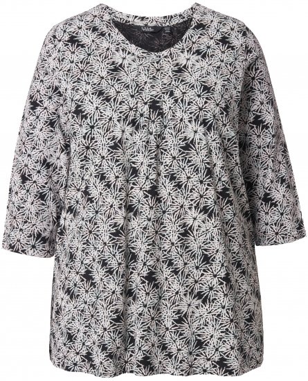Ulla Popken Graphic Flower A-Line 3/4 Sleeve Tee Soft Light Blue - Тениски - 